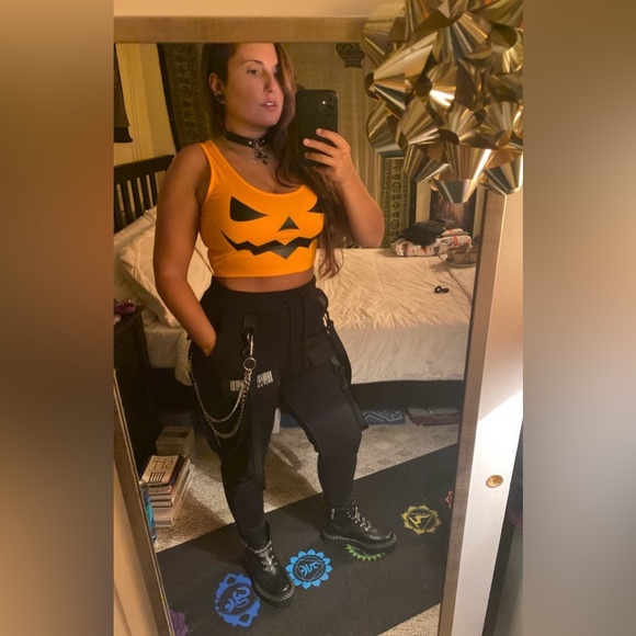 Dolls Kill - Club Exx - Black Cargo Bondage Joggers - Picture 3 of 16